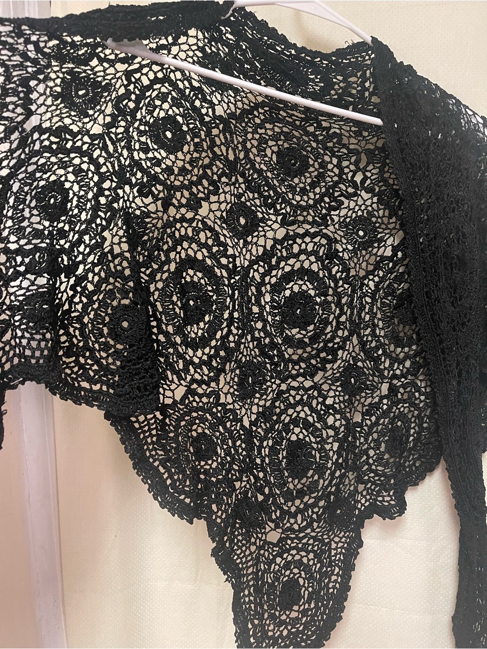 Black Crochet Lace Women’s Shawl
